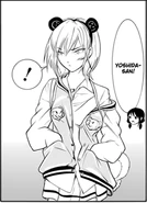 Yoshida decked out in gear from the park but also sporting a bruised and swollen cheek.