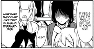 Typically, whenever Uchi sees Tomoko with another girl, she immediately concludes the two are flirting with one another.