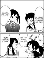 Tomoko meets Hina at end of high school entrance exam.