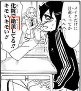 Uchi on Summits V14 Omake.png (92 KB) Uchi condemns Tomoko's mountain climbing . . . probably.
