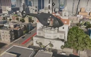 Close up of the Police Helicopter, recently attacked by the quadcopter's bomb.