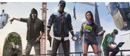 The main DedSec group in Watch Dogs 2, consisting of Marcus, Sitara, Wrench, Josh, Horatio, and T-Bone (latter two not pictured)