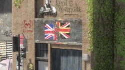 Graffiti in Camden, representing the two Union Jacks.