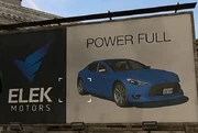 An Elek Motors billboard, advertising the Asteria Prime.