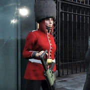 A female Royal Guard. Note the buggy weapon animation.