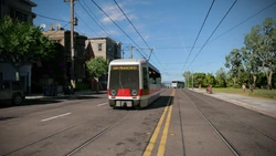 A modern streetcar.