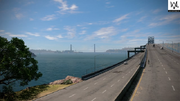 Seen from the San Rafael Bridge, in the distance