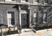 The iconic door of 10 Downing Street.