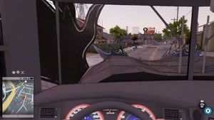 Drivers first person view. As you can see, vision is quite impaired while using the first person mode.