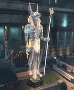 A holographic replica of an Egyptian statue.