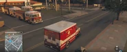 Rear view of a San Francisco Fire Department Ambulance.