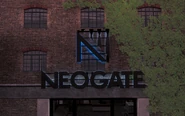 Company logo over the street entrance