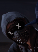 Close-up of Wrench's mask.