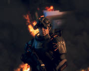 Cass emerges from the destroyed prototype.