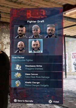 Example of Fighter Menu after fight is won