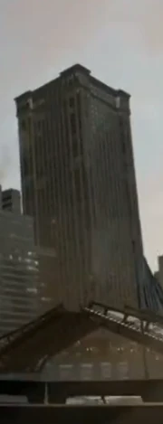 A side view of the building