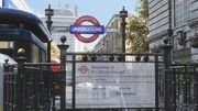 Staircase-style stations often have information boards on the railings at street level, such as this one at Victoria. They will cycle through messages.