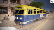 BLUE AND GOLD STREETCAR