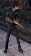 Marcus holding the Sniper Stun Rifle.