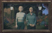 A photo of Skye and Sinead in front of the college.