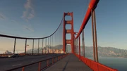 The bridge's north tower as seen from the pedestrian walkway.