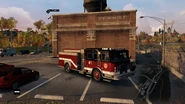 The fire truck at a Chicago fire station (Watch Dogs).