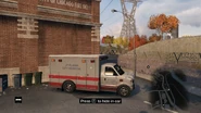A side view of the ambulance. Note the JP Plains City Hospital stencils.