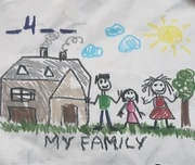 Drawing of the family - Artist Unknown.