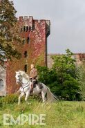 Jeremy Irons on horseback for TV series