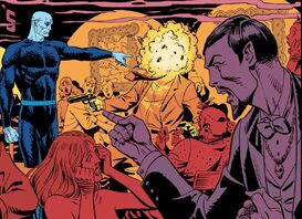 Doctor Manhattan confronts Moloch