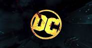 DC Comics logo with blood on it