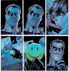 The Comedian discovers the smiley face badge - Before Watchmen Silk Spectre