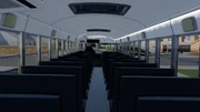 The interior of the School Bus from the back.
