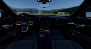 View of the front section of the interior of the RS e-tron GT.