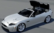 The XKR-S Convertible in the middle of its roof animation.