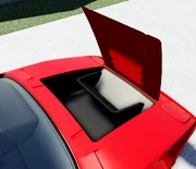 An angled view of the BMW M1's front trunk.