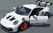 The 911 GT3 RS with all of its parts opened.