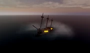 A close-up look of the Pirate Ship.