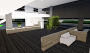 A small lounge area inside of the building.