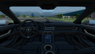 View of the front section of the interior of the Taycan Turbo S.