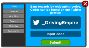 The current code redemption GUI.