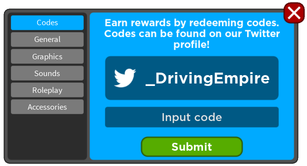 Codes, Driving Empire Wiki