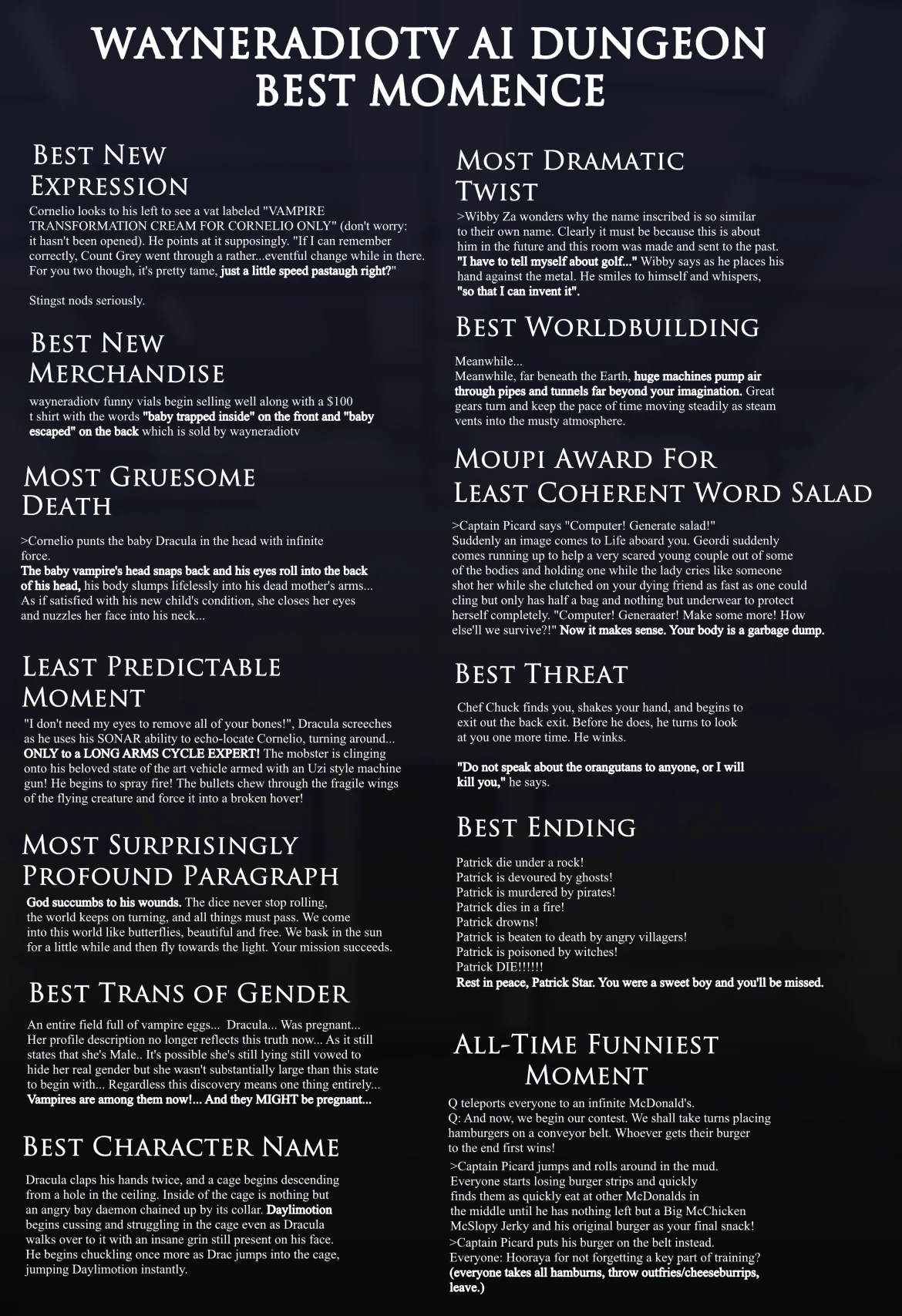 List of AI Dungeon Stories | Wayneradiotv Wiki | Fandom