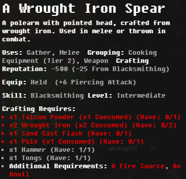 Wrought Iron Spear | Wayward Wiki | Fandom