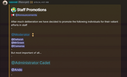 Promotion to Administrator Cadet