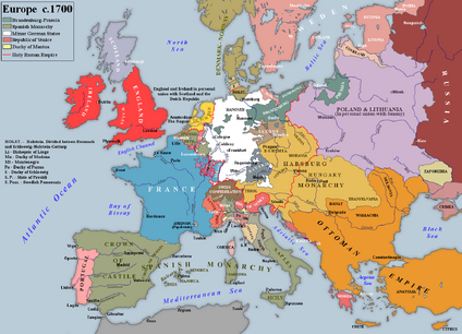 Map of Europe, 1700.