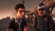 Arthur and Chief Inspector Peters during the Epilogue.