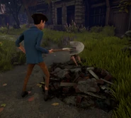 A Wastrel using a shovel on a Rubble Pile.