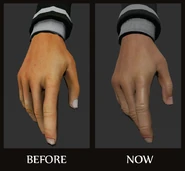 The difference in Arthur's hands when Alpha build 9 was live.