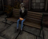 A Ploughboy politely sitting on a bench.